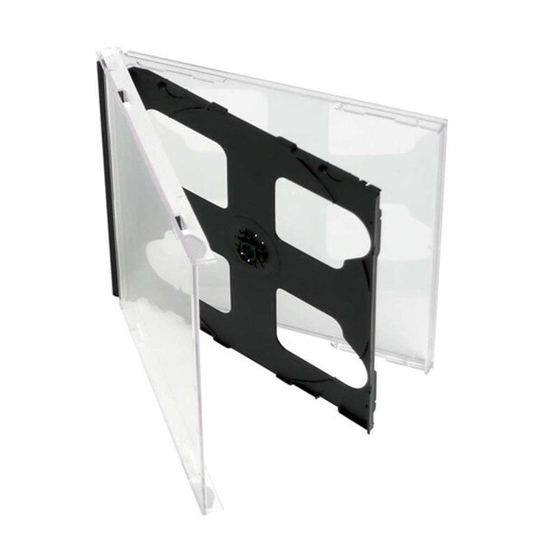 2 CD Case - CENTER Hinged Black Tra